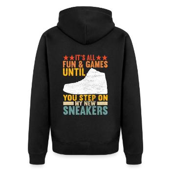 Sneakerhead Sneaker Collector - Unisex Premium Organic Zip Hoodie - black - Back - Nico (187cm)