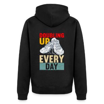 Sneakerhead Sneaker Collector - Unisex Premium Bio Zip Hoodie - Schwarz - Hinten - Nico (187cm)