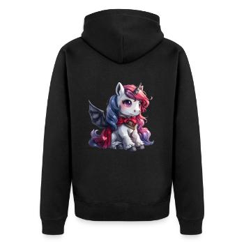 Unicorn Vampire Halloween Kawaii - Unisex Premium Organic Zip Hoodie - black - Back - Nico (187cm)