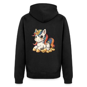 Licorne péter or Saint-Patrick Kawaii - Veste à capuche bio Premium Unisexe - noir - Dos - Nico (187cm)