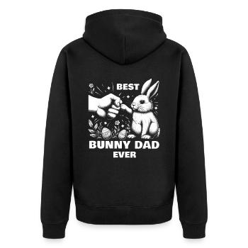 Best Bunny Dad Ever - Unisex Premium Bio Zip Hoodie - Schwarz - Hinten - Nico (187cm)