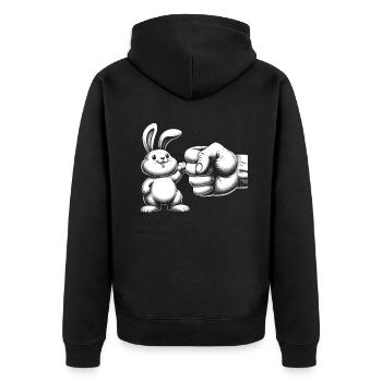 Beste Freunde Bunny Fist - Unisex Premium Bio Zip Hoodie - Schwarz - Hinten - Nico (187cm)