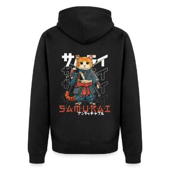 Chat Samouraï Chat Ninja Japonais Kawaii - Veste à capuche bio Premium Unisexe - noir - Dos - Nico (187cm)