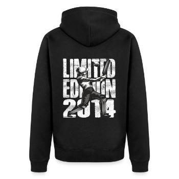 Limited Edition 2014 Limited Edition Cricket - Unisex Premium Bio Zip Hoodie - Schwarz - Hinten - Nico (187cm)