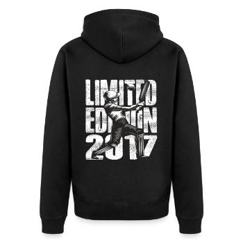 Limited Edition 2017 Limited Edition Cricket - Unisex Premium Bio Zip Hoodie - Schwarz - Hinten - Nico (187cm)
