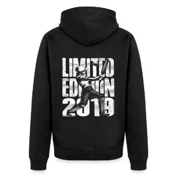 Limited Edition 2019 Limited Edition Cricket - Unisex Premium Bio Zip Hoodie - Schwarz - Hinten - Nico (187cm)