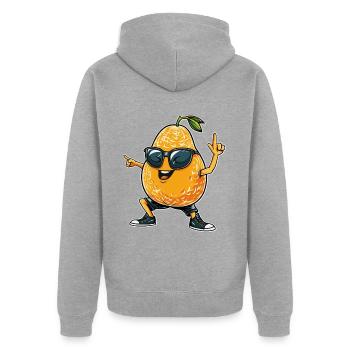 Cantaloupe Dabbing - Unisex Premium Bio Zip Hoodie - Grau meliert - Hinten - Nico (187cm)