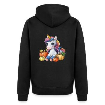 Licorne Thanksgiving Kawaii - Veste à capuche bio Premium Unisexe - noir - Dos - Nico (187cm)