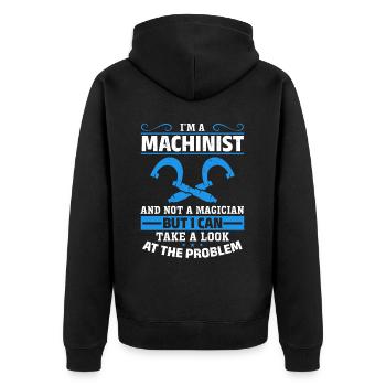 Precision instead of magic - Unisex Premium Organic Zip Hoodie - black - Back - Nico (187cm)