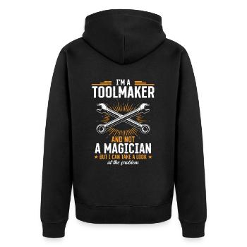 Mécanicien d’outils - Pas un magicien, juste un génie - Veste à capuche bio Premium Unisexe - noir - Dos - Nico (187cm)