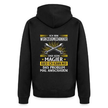 Mécanicien d’outils - Pas un magicien, juste un génie - Veste à capuche bio Premium Unisexe - noir - Dos - Nico (187cm)