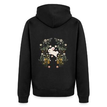 Rabbit, Rabbit, Rodent, Spring, Flowers, Nature - Unisex Premium Organic Zip Hoodie - black - Back - Nico (187cm)