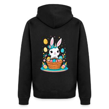 Funny Unicorn Easter Bunny Cute Easter Unicorn - Unisex Premium Organic Zip Hoodie - black - Back - Nico (187cm)