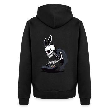 Osterhase Gamer Ikonisches Ostern Gaming - Unisex Premium Bio Zip Hoodie - Schwarz - Hinten - Nico (187cm)