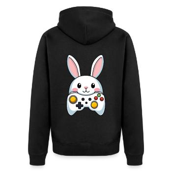 Easter Bunny Gamer Iconic Easter Gaming - Unisex Premium Organic Zip Hoodie - black - Back - Nico (187cm)
