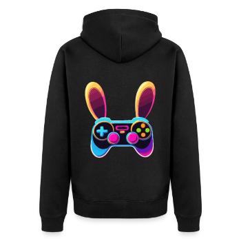 Lapin de Pâques Gamer Jeux de Pâques emblématiques - Veste à capuche bio Premium Unisexe - noir - Dos - Nico (187cm)