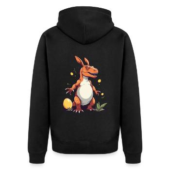 Iconic Easter Dinosaur and Dinosaur Easter Bunny - Unisex Premium Organic Zip Hoodie - black - Back - Nico (187cm)