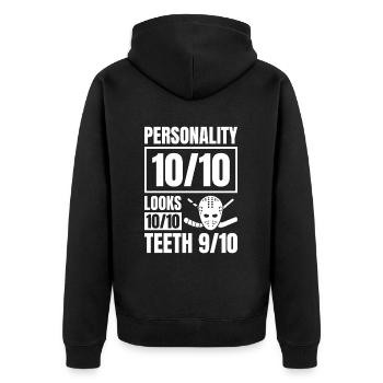 Eishockey Torwart - Unisex Premium Bio Zip Hoodie - Schwarz - Hinten - Nico (187cm)