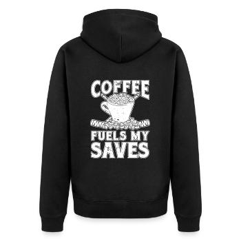 Eishockey Torwart Coffee - Unisex Premium Bio Zip Hoodie - Schwarz - Hinten - Nico (187cm)