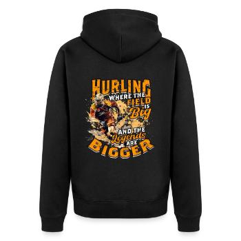 Hurling field is big and the legends are bigger - Unisex Premium Organic Zip Hoodie - black - Back - Nico (187cm)