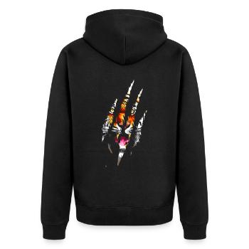 Tiger Eye Claw Safari Zoo Wildlife Tier - Unisex Premium Bio Zip Hoodie - Schwarz - Hinten - Nico (187cm)