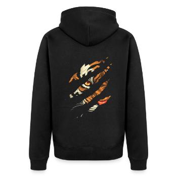 Tiger Eye Claw Safari Zoo Wildlife Tier - Unisex Premium Bio Zip Hoodie - Schwarz - Hinten - Nico (187cm)