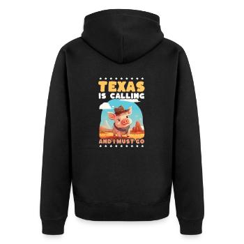 Texas-Liebhaber Texas Calling - Unisex Premium Bio Zip Hoodie - Schwarz - Hinten - Nico (187cm)