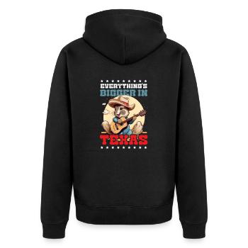 Texas Lover Alles größer in Texas - Unisex Premium Bio Zip Hoodie - Schwarz - Hinten - Nico (187cm)