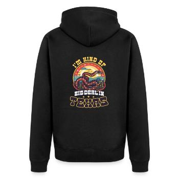 Texas Lover – Eine ziemlich große Sache in Texas - Unisex Premium Bio Zip Hoodie - Schwarz - Hinten - Nico (187cm)
