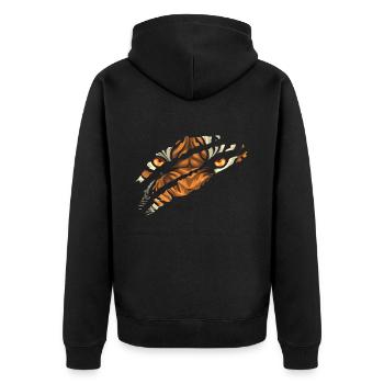 Tiger Eye Claw Safari Zoo Wildlife Tier - Unisex Premium Bio Zip Hoodie - Schwarz - Hinten - Nico (187cm)