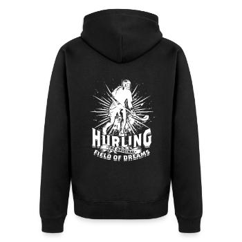 Hurling Le champ originel des rêves - Veste à capuche bio Premium Unisexe - noir - Dos - Nico (187cm)