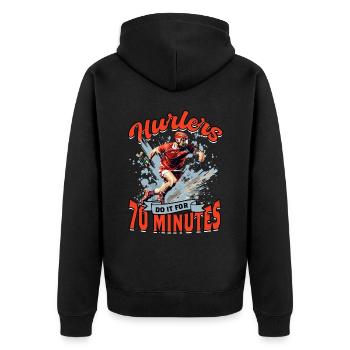 Hurling Les hurlers le font pendant 70 minutes - Veste à capuche bio Premium Unisexe - noir - Dos - Nico (187cm)
