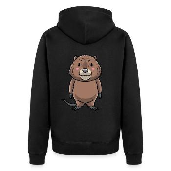 Niedliche Bisamratte - Unisex Premium Bio Zip Hoodie - Schwarz - Hinten - Nico (187cm)
