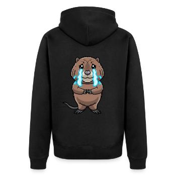 Niedliche Bisamratte - Unisex Premium Bio Zip Hoodie - Schwarz - Hinten - Nico (187cm)