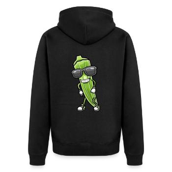 Tanzendes Okra Mit Sonnenbrille Okras - Unisex Premium Bio Zip Hoodie - Schwarz - Hinten - Nico (187cm)