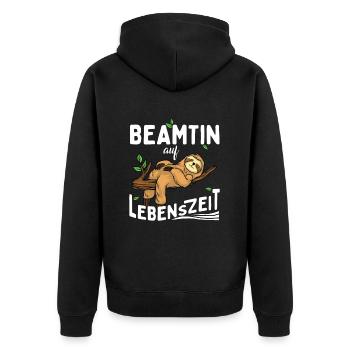 Sloth Civil servant for life Civil servant for life - Unisex Premium Organic Zip Hoodie - black - Back - Nico (187cm)