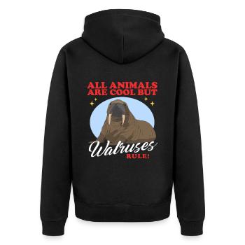 Walrus Walrus Walrus Walrus Gift - Unisex Premium Organic Zip Hoodie - black - Back - Nico (187cm)