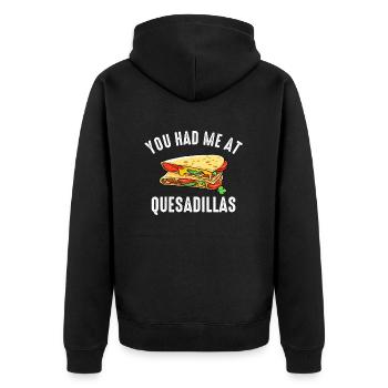 Tu m’as eu à Quesadillas - Veste à capuche bio Premium Unisexe - noir - Dos - Nico (187cm)
