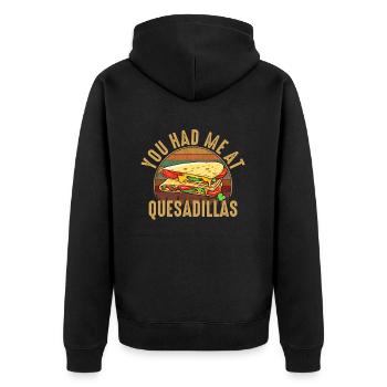 Tu m’as eu à Quesadillas - Veste à capuche bio Premium Unisexe - noir - Dos - Nico (187cm)