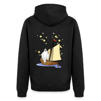 Geister Seefahrt Spuk Gespenst Horror Halloween - Unisex Premium Bio Zip Hoodie - Schwarz - Hinten - Nico (187cm)
