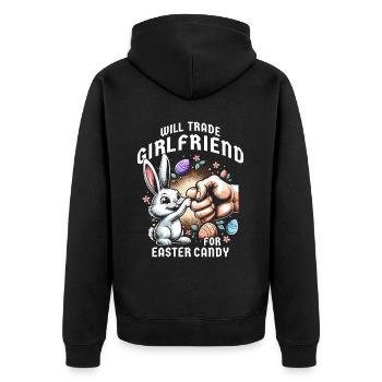 Will Trade Girlfriend For Easter Candy - Unisex Premium Organic Zip Hoodie - black - Back - Nico (187cm)