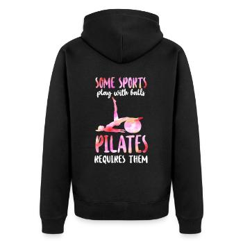 Pilates Instructor Teacher Some - Unisex Premium Bio Zip Hoodie - Schwarz - Hinten - Nico (187cm)