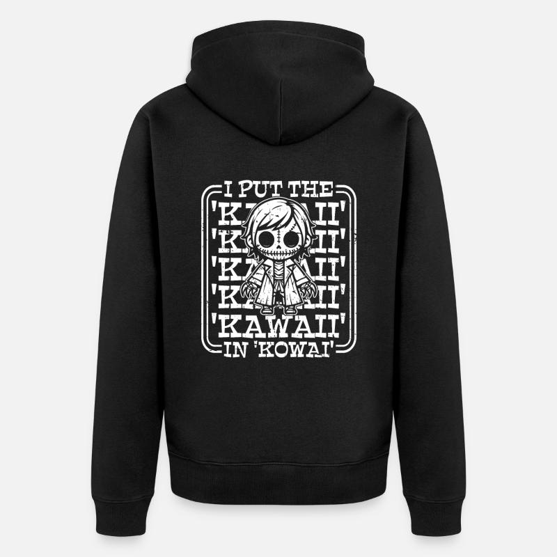 Anime Manga Effrayant Mignon - Veste à capuche bio Premium Unisexe - noir