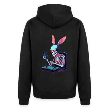 Lapin de Pâques Gamer et Design de streetwear de jeu - Veste à capuche bio Premium Unisexe - noir - Dos - Nico (187cm)