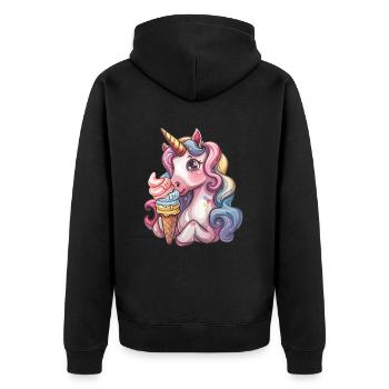 Unicorn Ice Cream Kawaii Japanese - Unisex Premium Organic Zip Hoodie - black - Back - Nico (187cm)