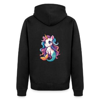 Licorne Sirène Kawaii Japonais - Veste à capuche bio Premium Unisexe - noir - Dos - Nico (187cm)