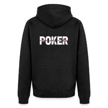 Poker Ekg Heartbeat - Unisex Premium Bio Zip Hoodie - Schwarz - Hinten - Nico (187cm)