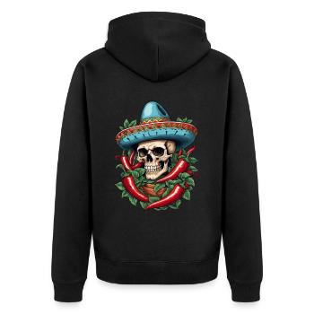 Aesthetic Chili Streetwear Hot Skull Look - Unisex Premium Organic Zip Hoodie - black - Back - Nico (187cm)