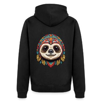 Sloth Mexico Sugar Skull Streetwear Design - Unisex Premium Organic Zip Hoodie - black - Back - Nico (187cm)