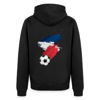 Frankreich Fußball Fußball Flagge - Unisex Premium Bio Zip Hoodie - Schwarz - Hinten - Nico (187cm)